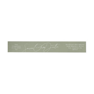 Bande Pour Adresse De Retour Sleek Sage Green Enregistrer la date Adresse de re