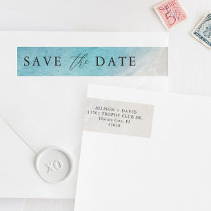 Bande Pour Adresse De Retour Summer Beach Wedding Enregistrer La Date Enveloppe
