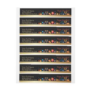 Bande Pour Adresse De Retour Symboles traditionnels de Menorah d'or heureux de