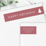 Bande Pour Adresse De Retour Tree de Christmas | Scandi Minimum Return Address<br><div class="desc">Minimaliste, bold and simple christmas tree silhouette design wrap around happy holidays labels in a scandinavian design style. The moderne, minimal et bold design out from traditional christmas designs and is the perfect choice for the solive season. Can be easily personalized with your holiday message and return address details. In...</div>