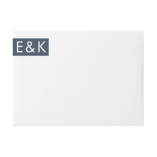 Bande Pour Adresse De Retour Ultra moderne Gras Gros Monogramme Marine Mariage