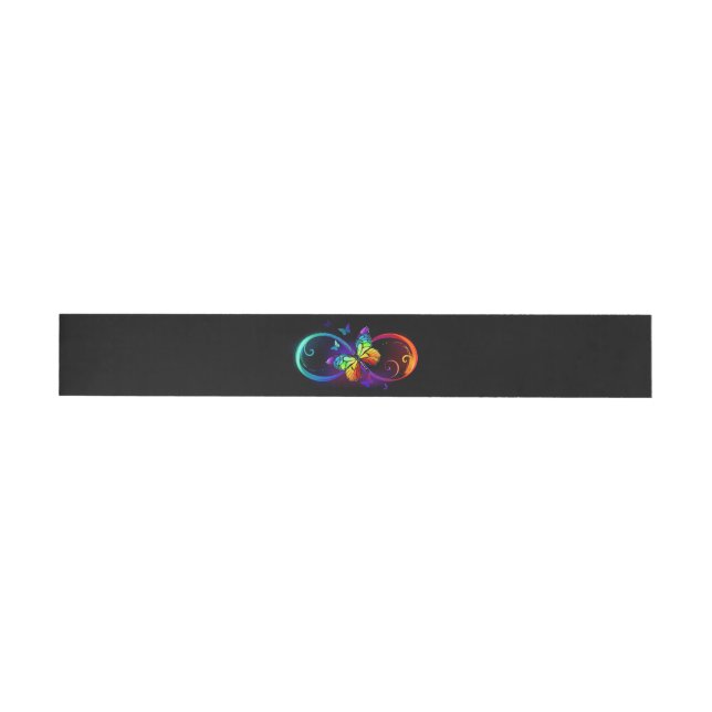 Bande Pour Adresse De Retour Vibrant infinity with rainbow butterfly on black (Individuel)