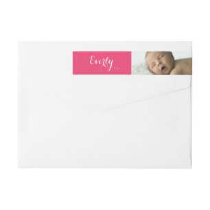 Bande Pour Adresse De Retour Votre bébé fille photo rose blanc point Adresse de