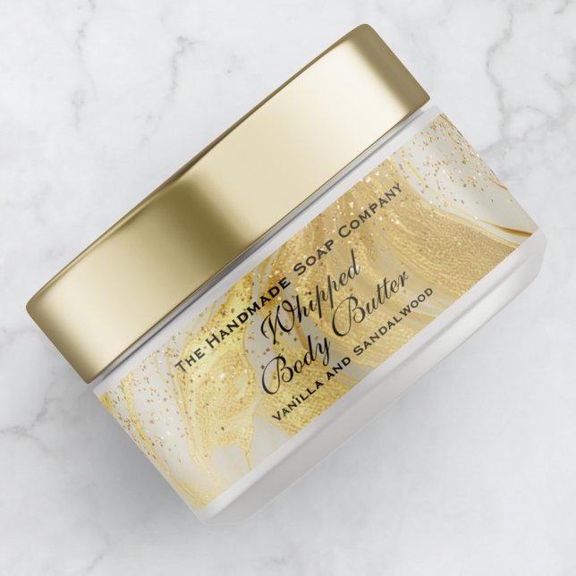 Bande Pour Adresse De Retour Whipped Body Butter Ivory Gold Glitter Jar Label (Créateur téléchargé)