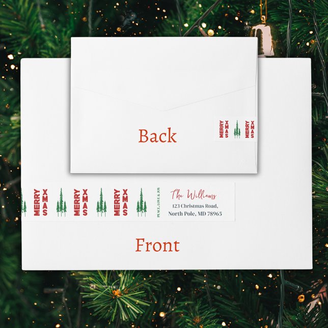 Bande Pour Adresse Joyeux Noël | Pins (Elevate your holiday mailings with this eye-catching wrap-around Christmas address label. Order now!)