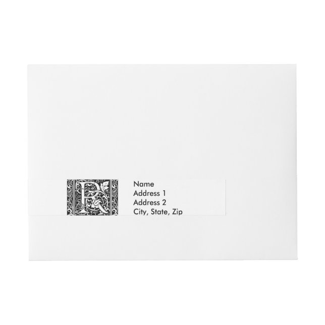 Bande Pour Adresse Lettre R Monogramme médiéval Art Nouveau (Devant)