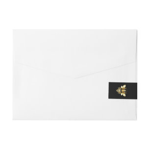 Bande Pour Adresse Logo Faux Gold Foil Bee Polygonal sur Noir
