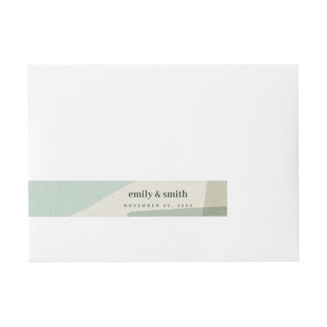 BANDE POUR ADRESSE MARIAGE ARTISTIQUE BLEU AQUA ABSTRAIT MODERNE (Devant)