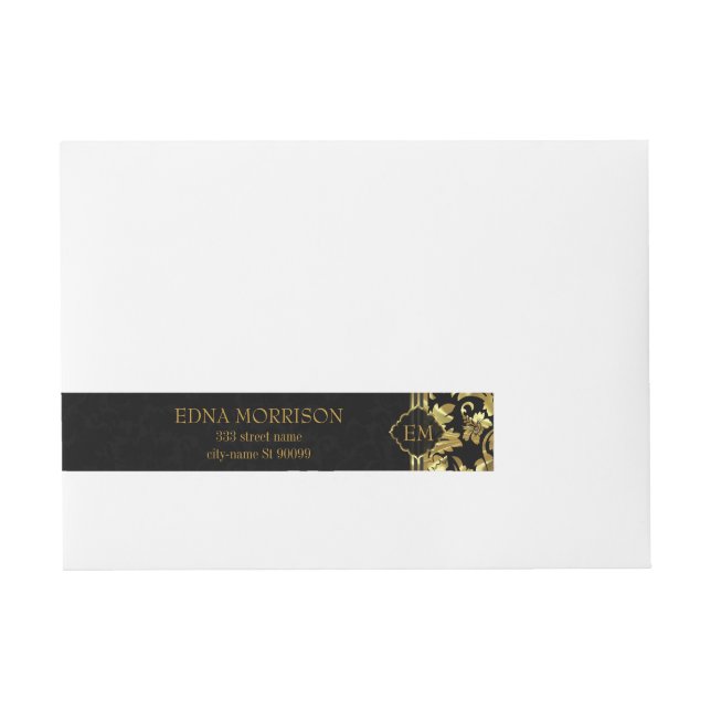 Bande Pour Adresse Monogram Gold Floral Damask (Devant)