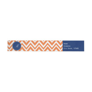 Bande Pour Adresse Monogramme Orange Zigzag Motif avec Royal Blue