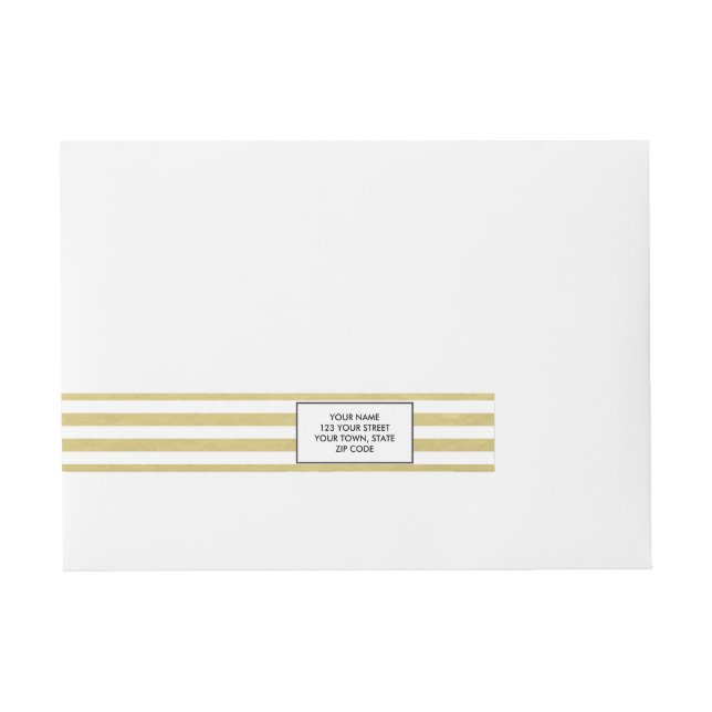 Bande Pour Adresse Motif blanc de rayures de feuille d'or de Faux (Devant)
