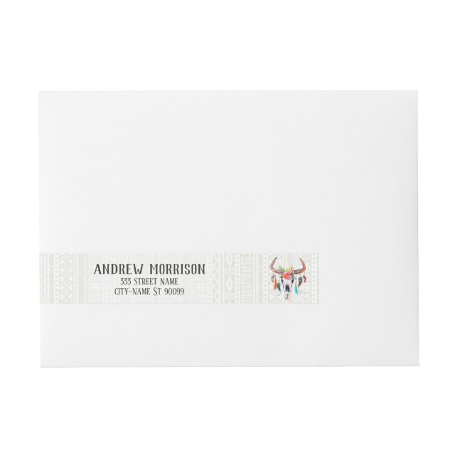 Bande Pour Adresse Motif Tribal Blanc Et Taureau (Devant)