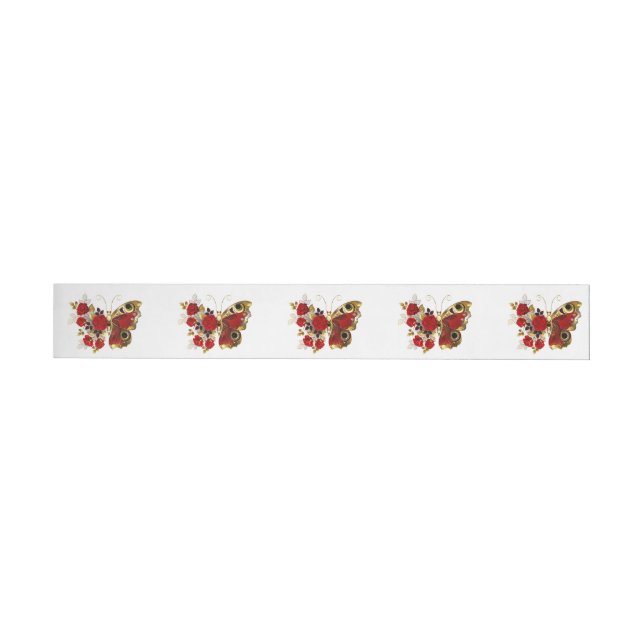 Bande Pour Adresse Papillon de fleurs rouges aux roses rouges (Individual)