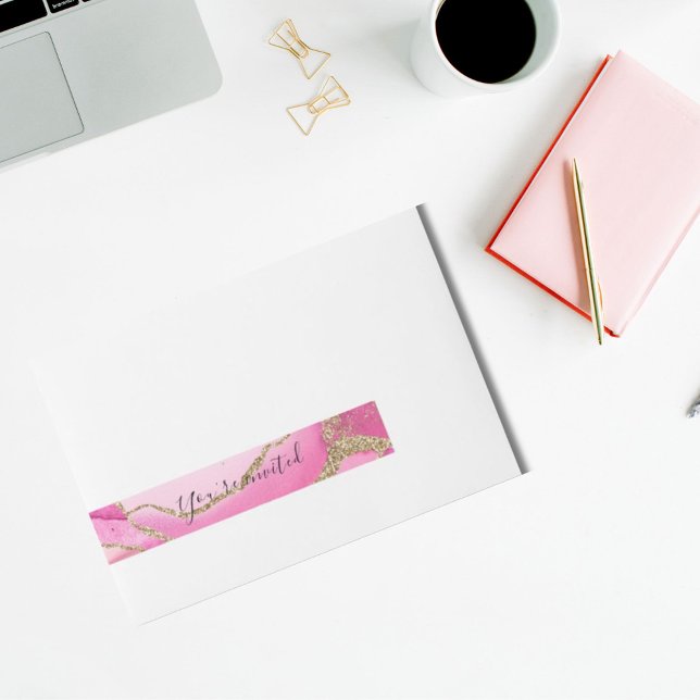 Bande Pour Adresse Pierre d'agate rose élégante Mariage Wrap paillett (Créateur téléchargé)