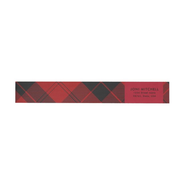 Bande Pour Adresse Red Black Tartan Christmas Adresse personnalisée (Individual)