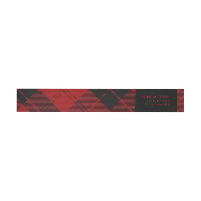 Bande Pour Adresse Red Black Tartan Christmas Adresse personnalisée (Individual)