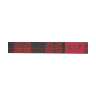 Bande Pour Adresse Red Black Tartan Christmas Adresse personnalisée