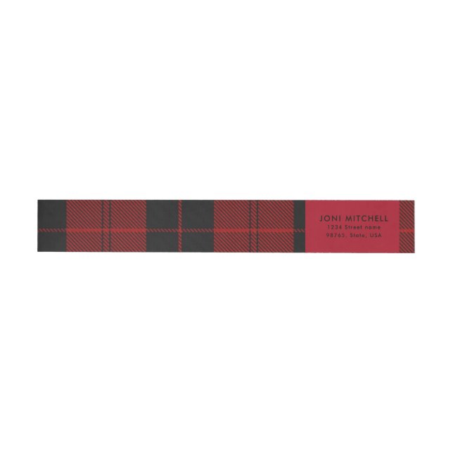 Bande Pour Adresse Red Black Tartan Christmas Adresse personnalisée (Individual)