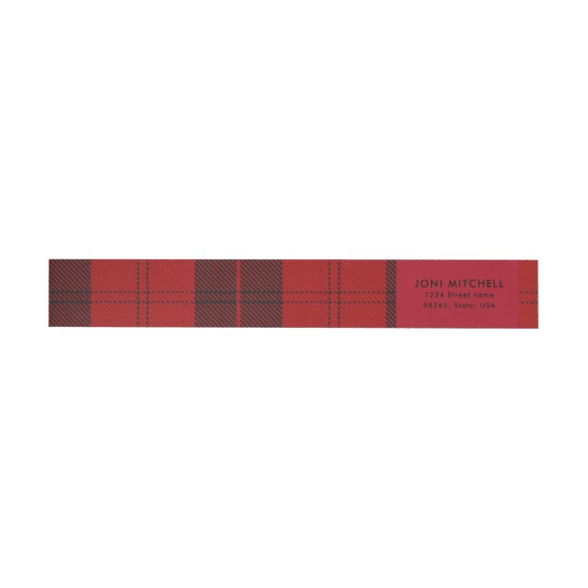 Bande Pour Adresse Red Black Tartan Christmas Adresse personnalisée (Individual)
