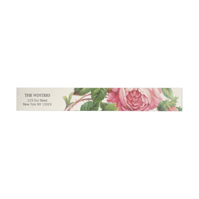 Bande Pour Adresse Rose Vintage peint Mariage Boho (Individual)