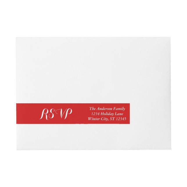 Bande Pour Adresse Rouge RSVP ou toute couleur personnalisée (Devant)