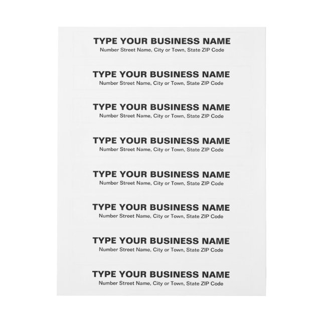 Bande Pour Adresse Textes simples Affaires blanches (Feuille)