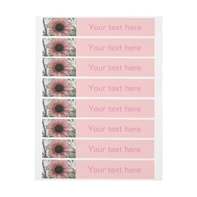 Bande Pour Adresse Tournesol rose pâle Personnalisé (Feuille)