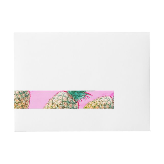 Bande Pour Adresse Tropical Fête Moderne Marbre Rose Ananas (Devant)