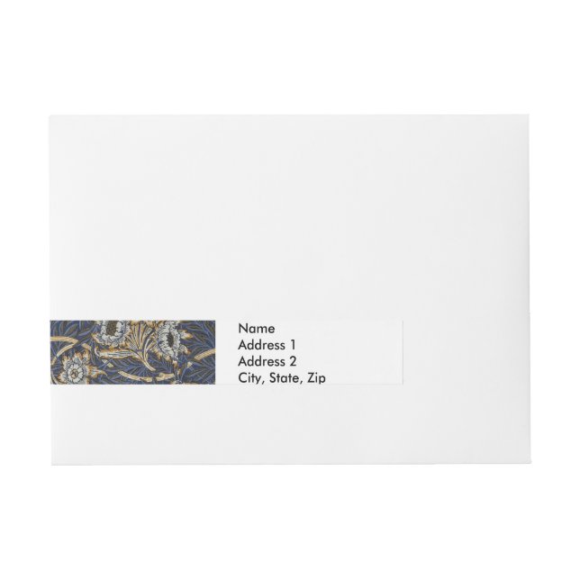 Bande Pour Adresse Tulipe Saules Motif Bleu Floral de William Morris (Devant)