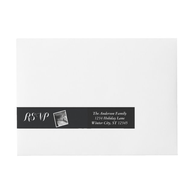 Bande Pour Adresse Votre photo Mariage RSVP Black (Devant)