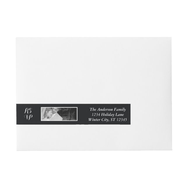Bande Pour Adresse Votre photo Mariage RSVP Black (Devant)