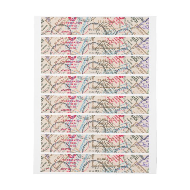 Bande Pour Adresse Voyage de timbres de passeport (Feuille)
