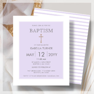 Bande pourpre Invitation budgétaire du baptême