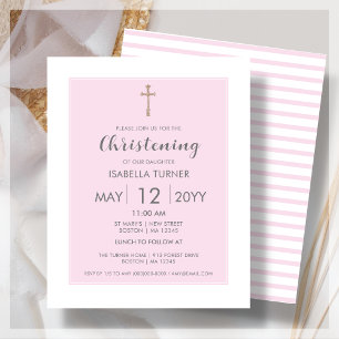 Bande rose Christening Budget Invitation