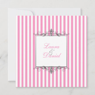 Bande rose et blanche avec Invitation de rouleaux