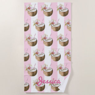 Bande rose Serviette de plage de Coco Drink