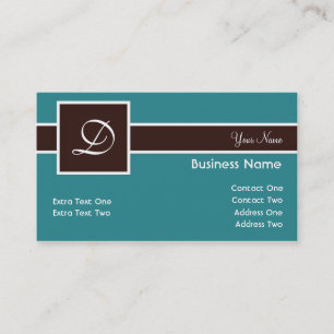 Bande Teal de monogramme et cartes de visite de