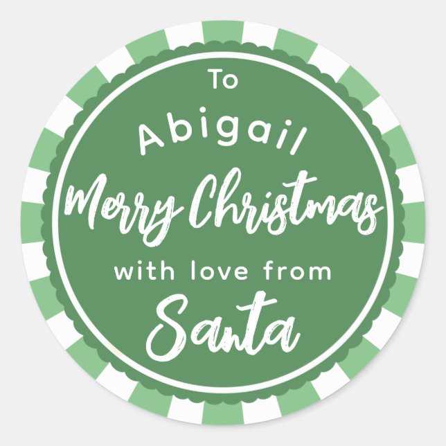 Bande verte de Père Noël autocollant cadeau (Devant)