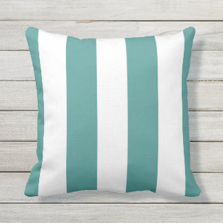 Bande verticale turquoise et blanche, oreiller ext