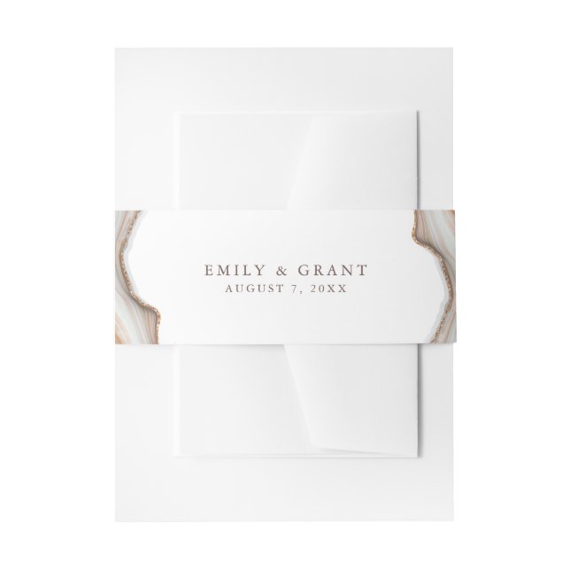 Bandeau De Faire-part Agate Stone Marbre Invitation Bande de ventre (Devant example)