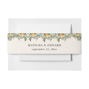 Bandeau De Faire-part agrumes orangé, mariage de feuillage fleuri