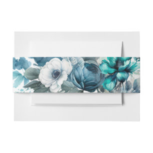 Bandeau De Faire-part Airy Blue et Turquoise Peony Rustic Mariage