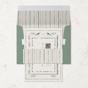 Bandeau De Faire-part Alliance de mariage à rayure verte sauge minimale