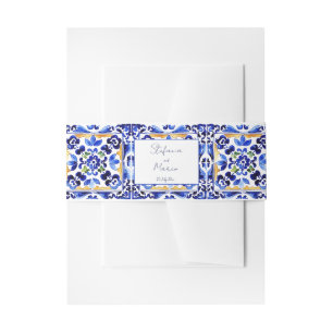 Bandeau De Faire-part Amalfi italien tuiles bleu citrons mariage
