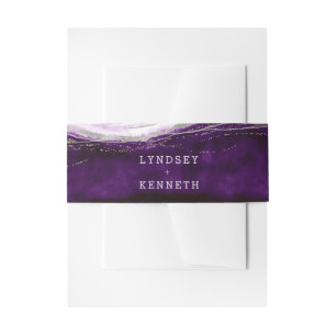 Bandeau De Faire-part Amethyst Purple & Silver Geode Mariage Monogramme