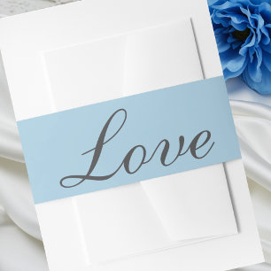 Bandeau De Faire-part Amour Minimaliste Bleu Élégant Mariage été