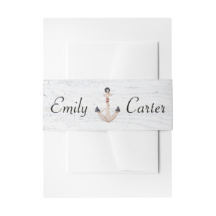 Bandeau De Faire-part Ancre Avec Des Noms Personnalisés Sur Le Bois