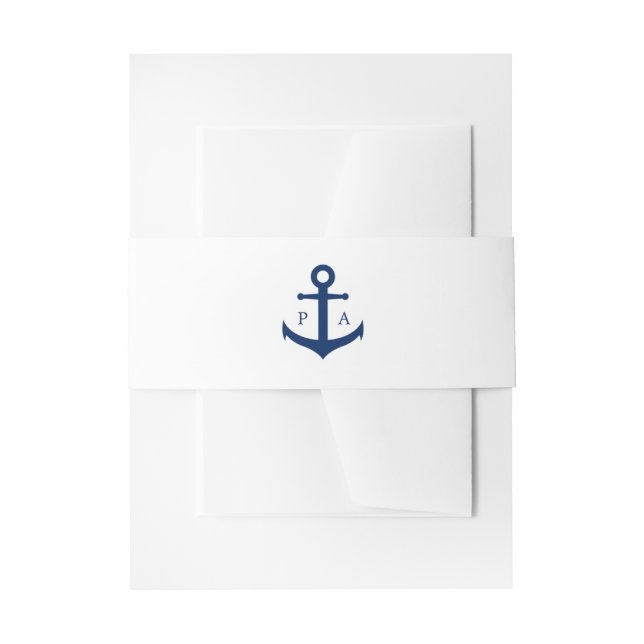 Bandeau De Faire-part Ancre bleu marine Monogramme Mariage nautique (Devant example)