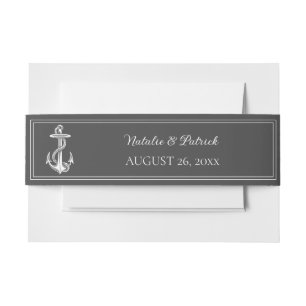 Bandeau De Faire-part Ancre marine gris Invitation Bande de ventre