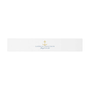 Bandeau De Faire-part Ancre nautique bleu or et marine   Mariage
